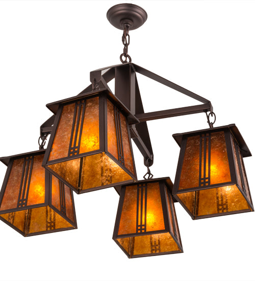 28"W Prairie Loft 4 Lt Chandelier