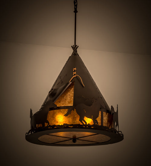 24" Wide Teepee With Running Horses Pendant