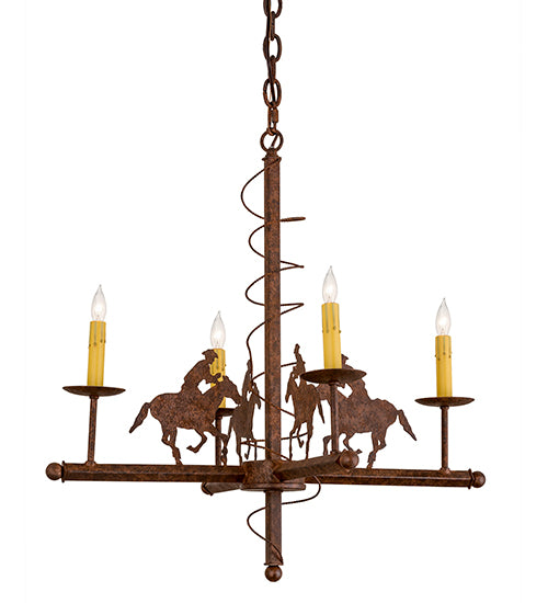 26" Wide Cowboy 4 Light Chandelier