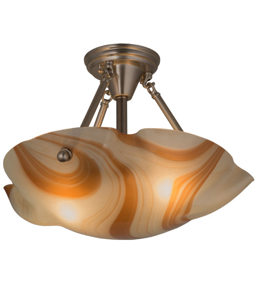 17.5" Wide Metro Fusion Cognac Swirl Semi-Flushmount