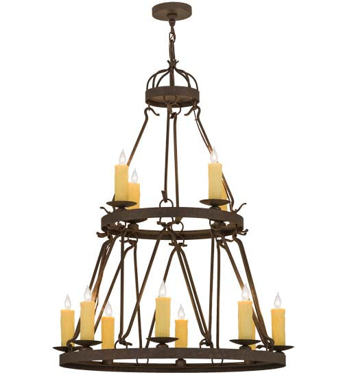 36" Wide Lakeshore 12 Light Two Tier Chandelier