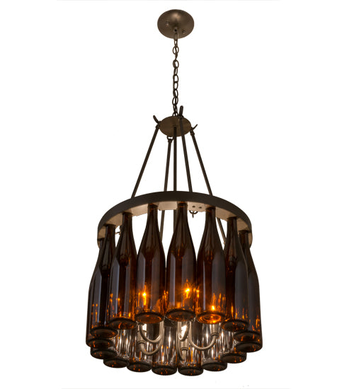 17"W Tuscan Vineyard Estate 16 Wine Bottle Chandelier