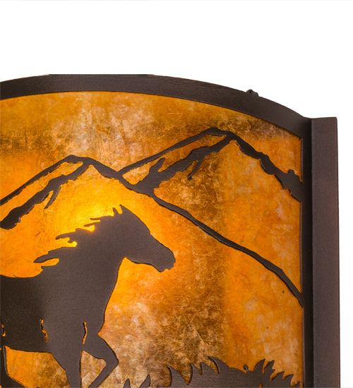 12" Wide Running Horses Wall Sconce