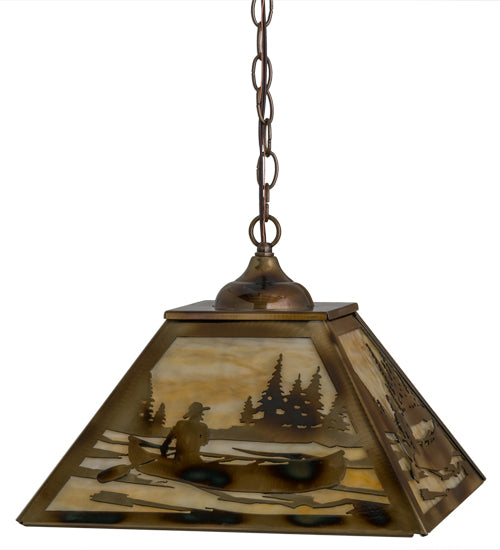 16" Square Canoe At Lake Pendant