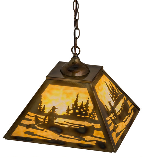 16" Square Canoe At Lake Pendant