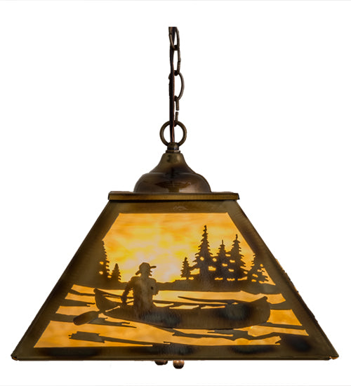 16" Square Canoe At Lake Pendant