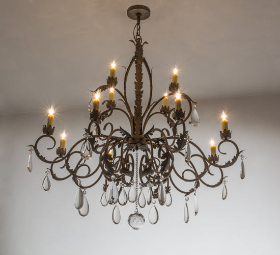 50" Wide New Country French 12 Light Chandelier