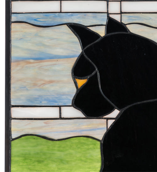 20"W X 42"H Cat In Window Stained Glass Window