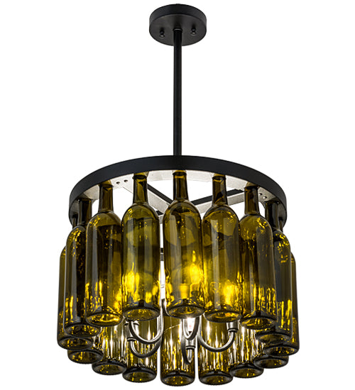 19"W Tuscan Vineyard Estate 16 Wine Bottle Chandelier