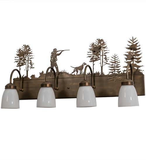 29" Wide Quail Hunter W/Dog 4 Light Vanity Light