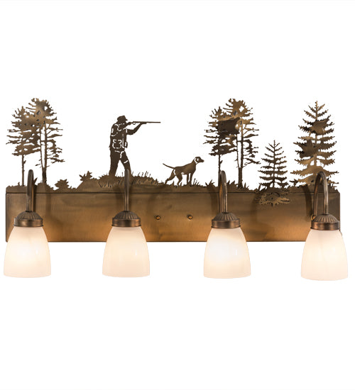 29" Wide Quail Hunter W/Dog 4 Light Vanity Light