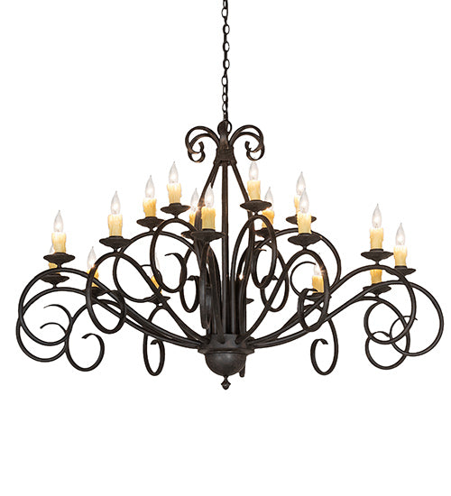 60" Wide Sienna 18 Lt Two Tier Chandelier