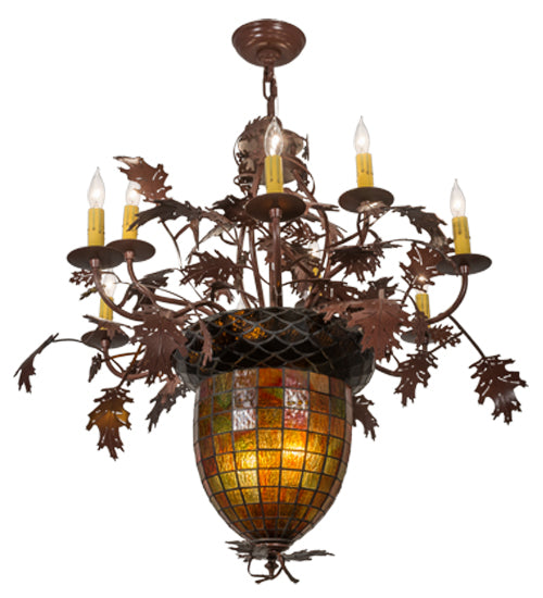 34" Wide Greenbriar Oak 9 Arm Chandelier