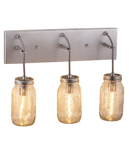 18" Wide Mason Jar 3 Light Vanity Light