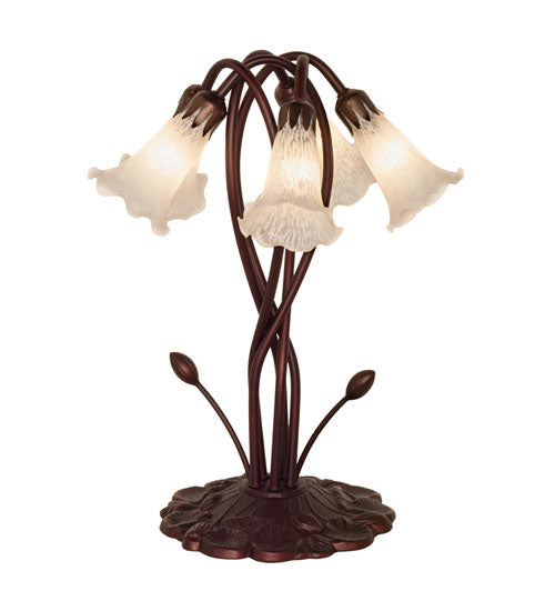 17" High White Tiffany Pond Lily 5 Light Accent Lamp