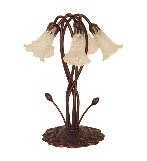 17" High White Tiffany Pond Lily 5 Light Accent Lamp