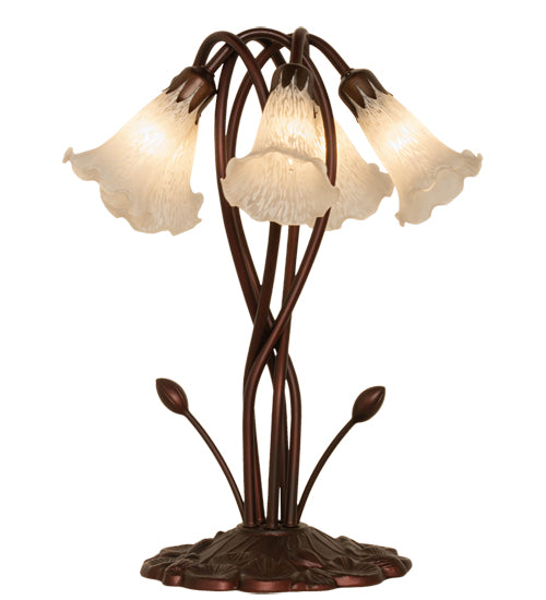 17" High White Tiffany Pond Lily 5 Light Accent Lamp