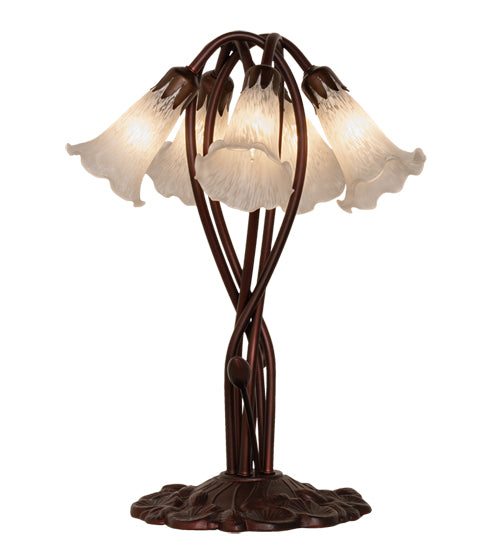 17" High White Tiffany Pond Lily 5 Light Accent Lamp