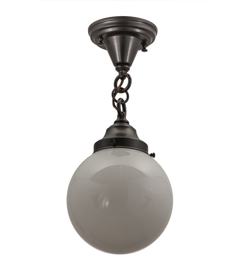 8"W Revival Schoolhouse White Globe Flushmount