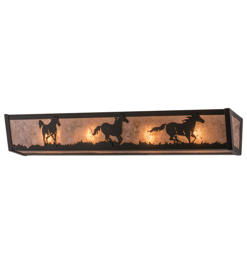 30" Wide Running Horses Vanity Light