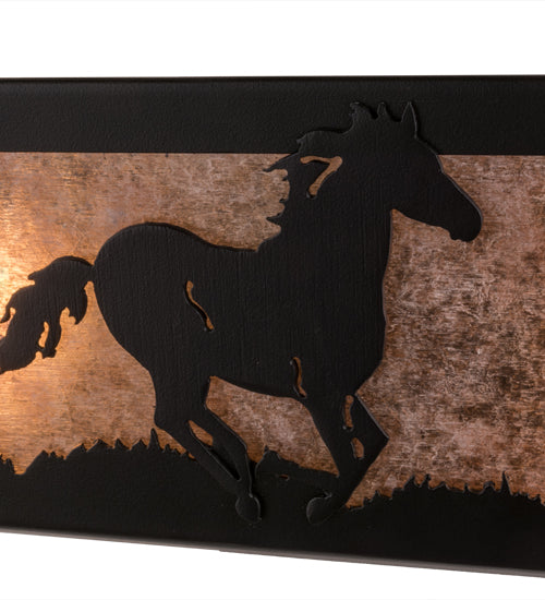 30" Wide Running Horses Vanity Light