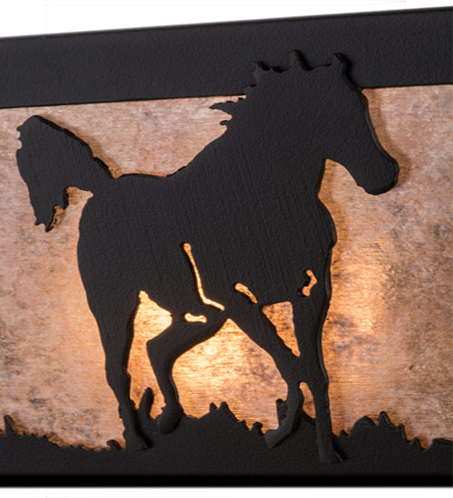 30" Wide Running Horses Vanity Light