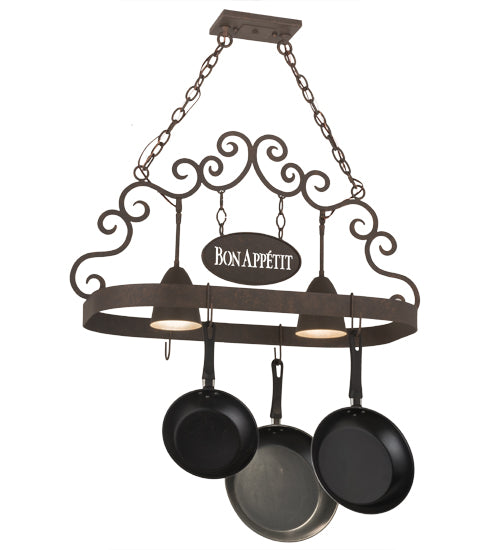 34" Long Bon Appetit 2 Light Pot Rack