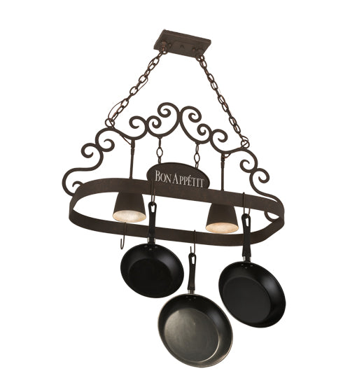 34" Long Bon Appetit 2 Light Pot Rack