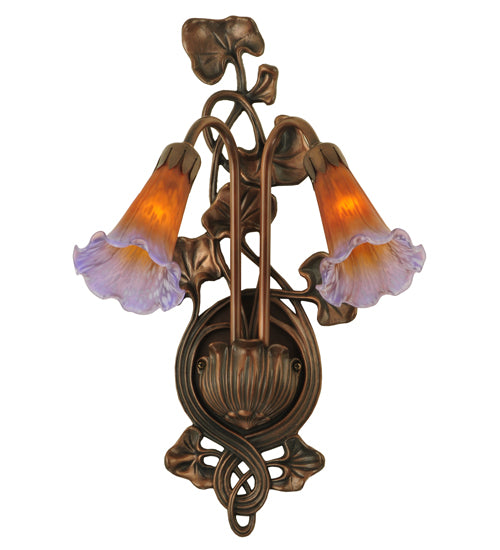 11"W Amber/Purple Pond Lily 2 Lt Wall Sconce