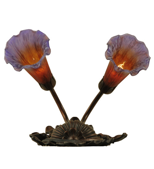 11"W Amber/Purple Pond Lily 2 Lt Wall Sconce