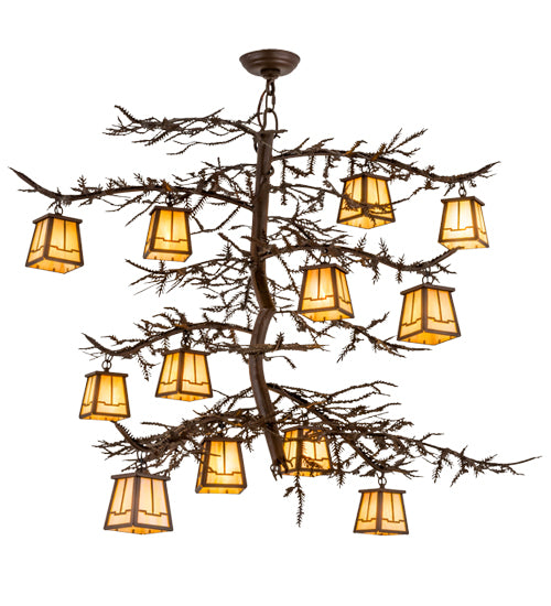 48"W Pine Branch Valley View 12 Lt Chandelier