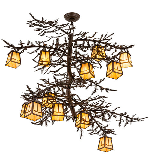 48"W Pine Branch Valley View 12 Lt Chandelier