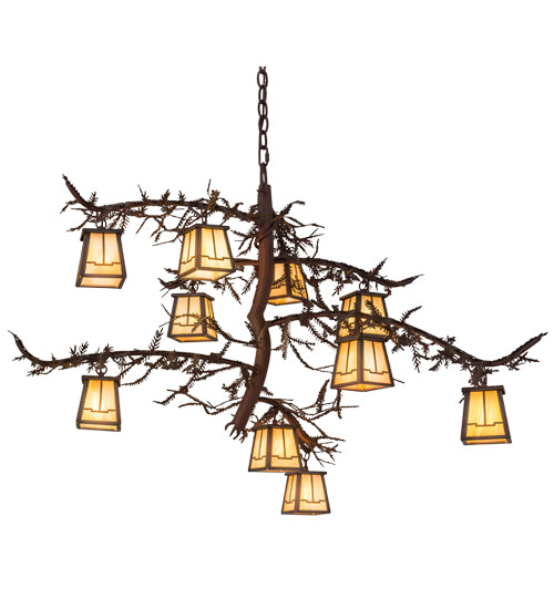 39"W Pine Branch Valley View 10 Lt Chandelier