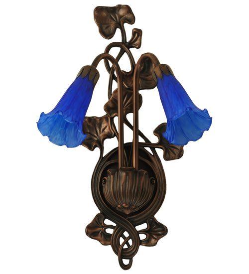 11"W Blue Pond Lily 2 Lt Wall Sconce