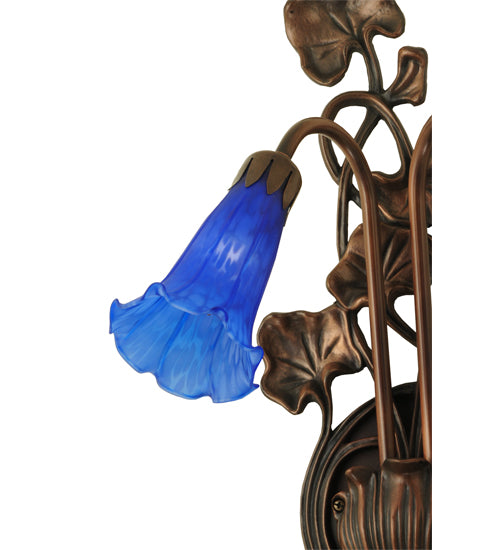 11"W Blue Pond Lily 2 Lt Wall Sconce