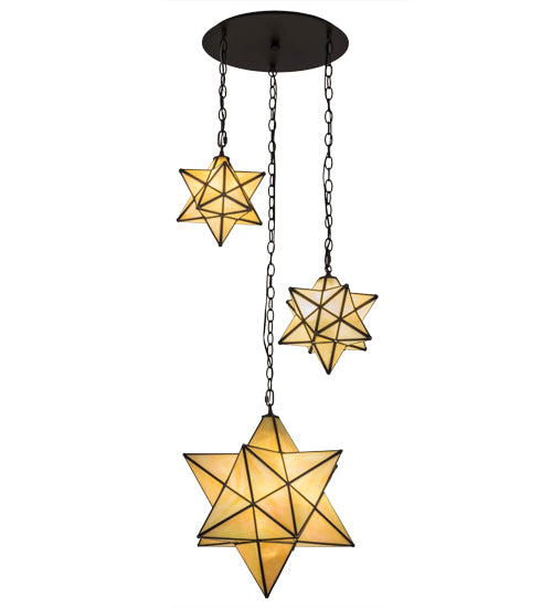 25"W Moravian Star 3 Lt Cascading Pendant