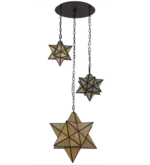 25"W Moravian Star 3 Lt Cascading Pendant