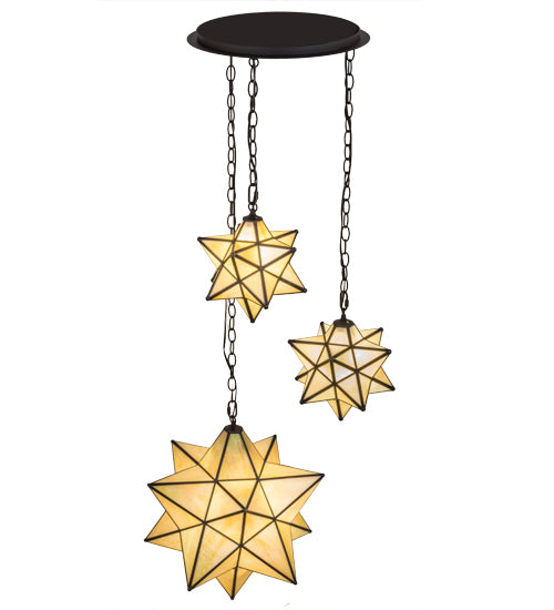 25"W Moravian Star 3 Lt Cascading Pendant