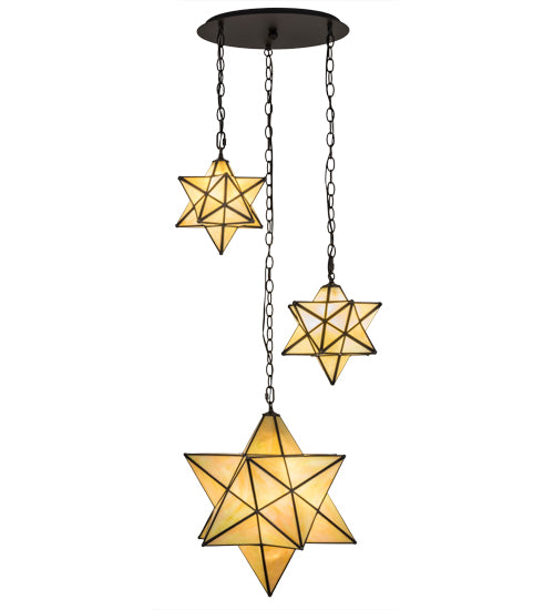 25"W Moravian Star 3 Lt Cascading Pendant