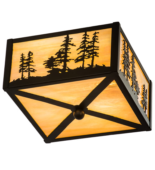 10"Sq Tall Pines Flushmount