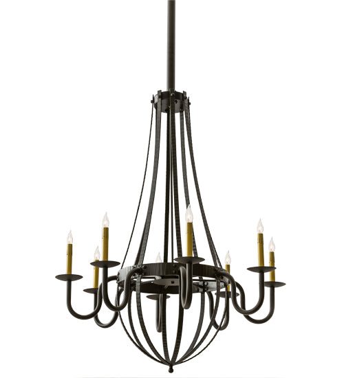 38"W Barrel Stave Metallo 8 Lt Chandelier