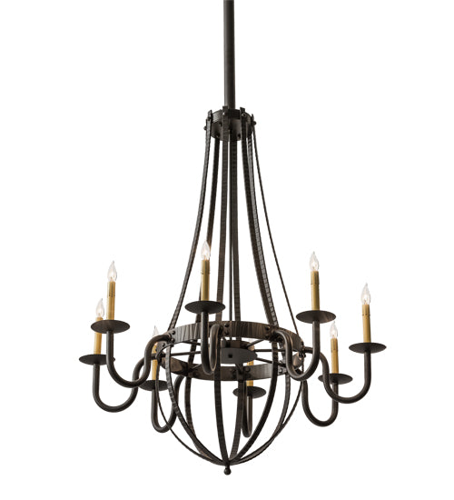 38"W Barrel Stave Metallo 8 Lt Chandelier