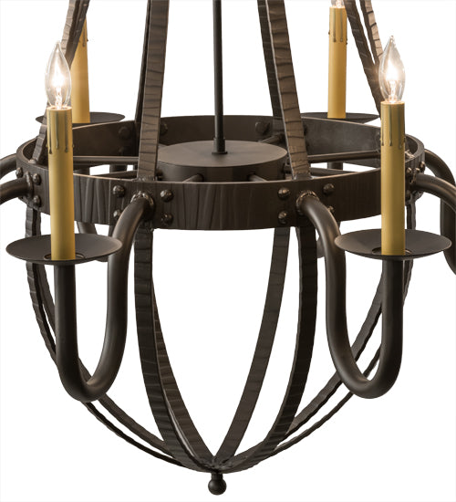 38"W Barrel Stave Metallo 8 Lt Chandelier