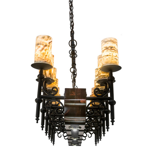 60" Long Tudor Jadestone 12 Light Oblong Chandelier