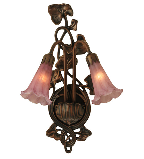 11"W Lavender Pond Lily 2 Lt Wall Sconce