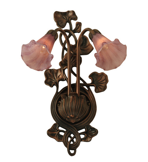 11"W Lavender Pond Lily 2 Lt Wall Sconce