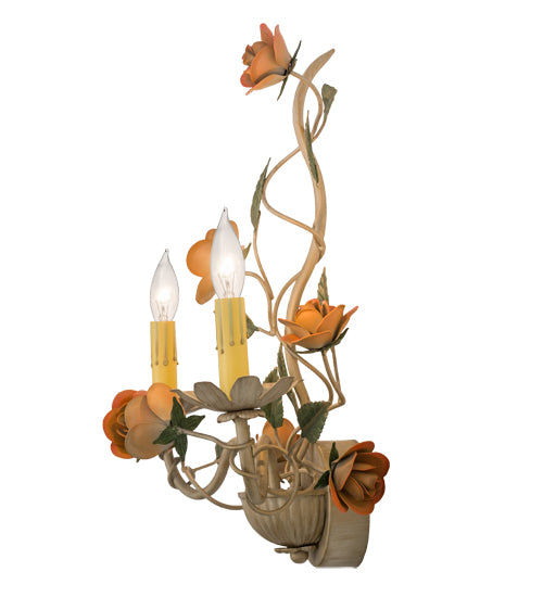 17" Wide Symphony Rose Basket 2 Light Wall Sconce