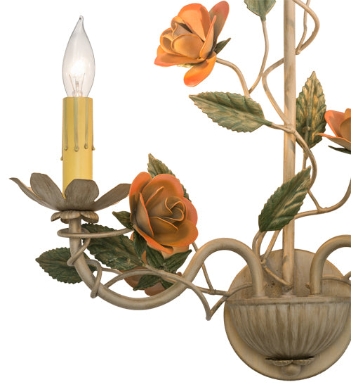 17" Wide Symphony Rose Basket 2 Light Wall Sconce