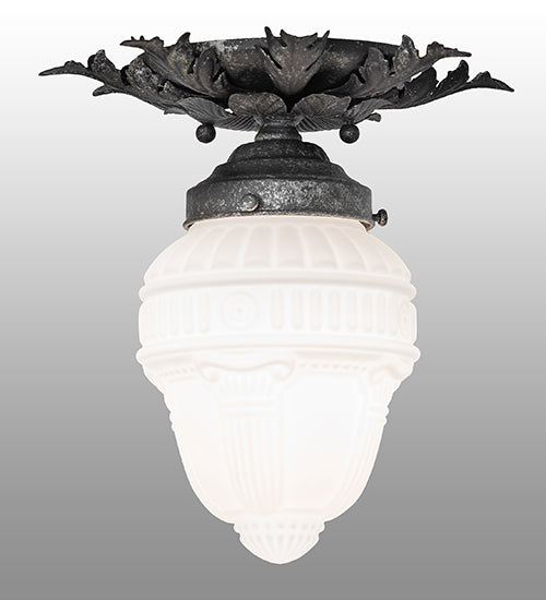 10" Wide Fancy Floral W/Colonnade Globe Flushmount