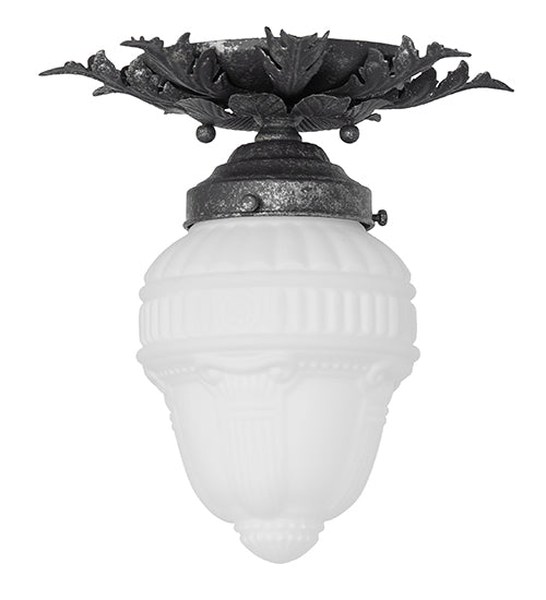 10" Wide Fancy Floral W/Colonnade Globe Flushmount